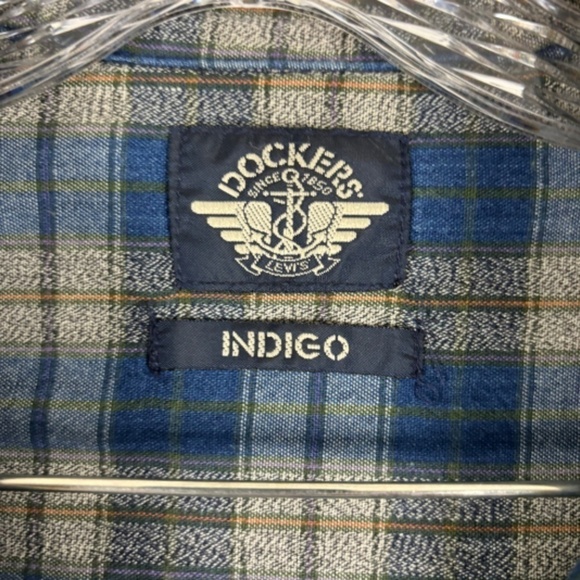Dockers Indigo Flannel Button Down Shirt Size XL Blue, Gray, Brown - Picture 3 of 13
